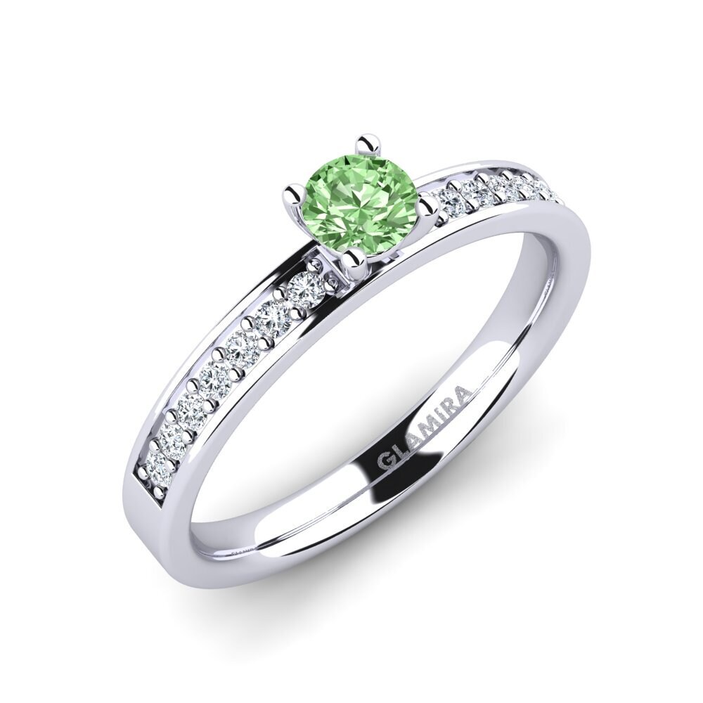 9ct White Gold Green Diamond Engagement Ring Sheiletta