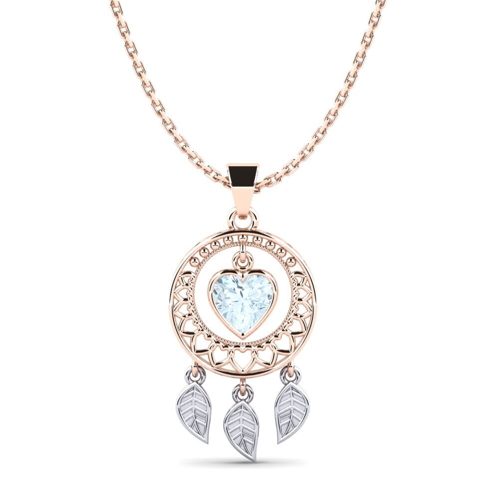 18k Oro Rosa & Blanco Aguamarina Colgante de Mujer Shellos