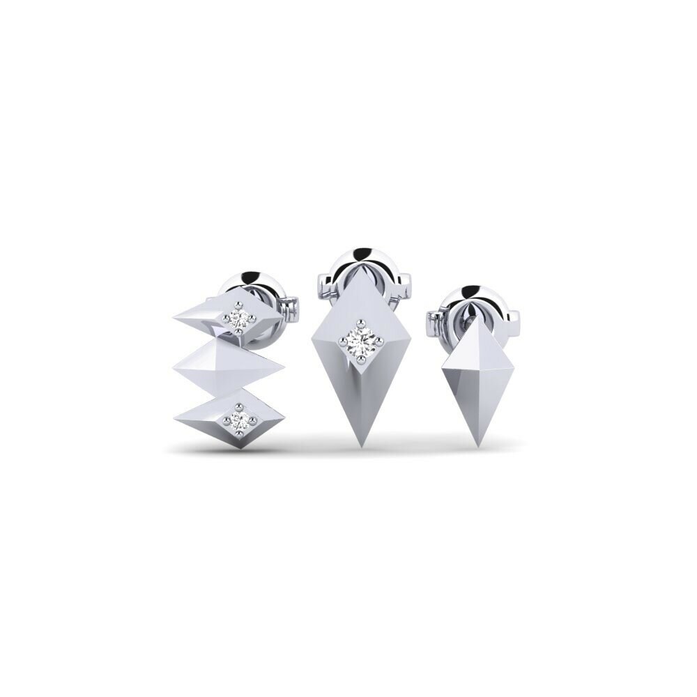 9ct White Gold Women's Earring Shemanker - SET