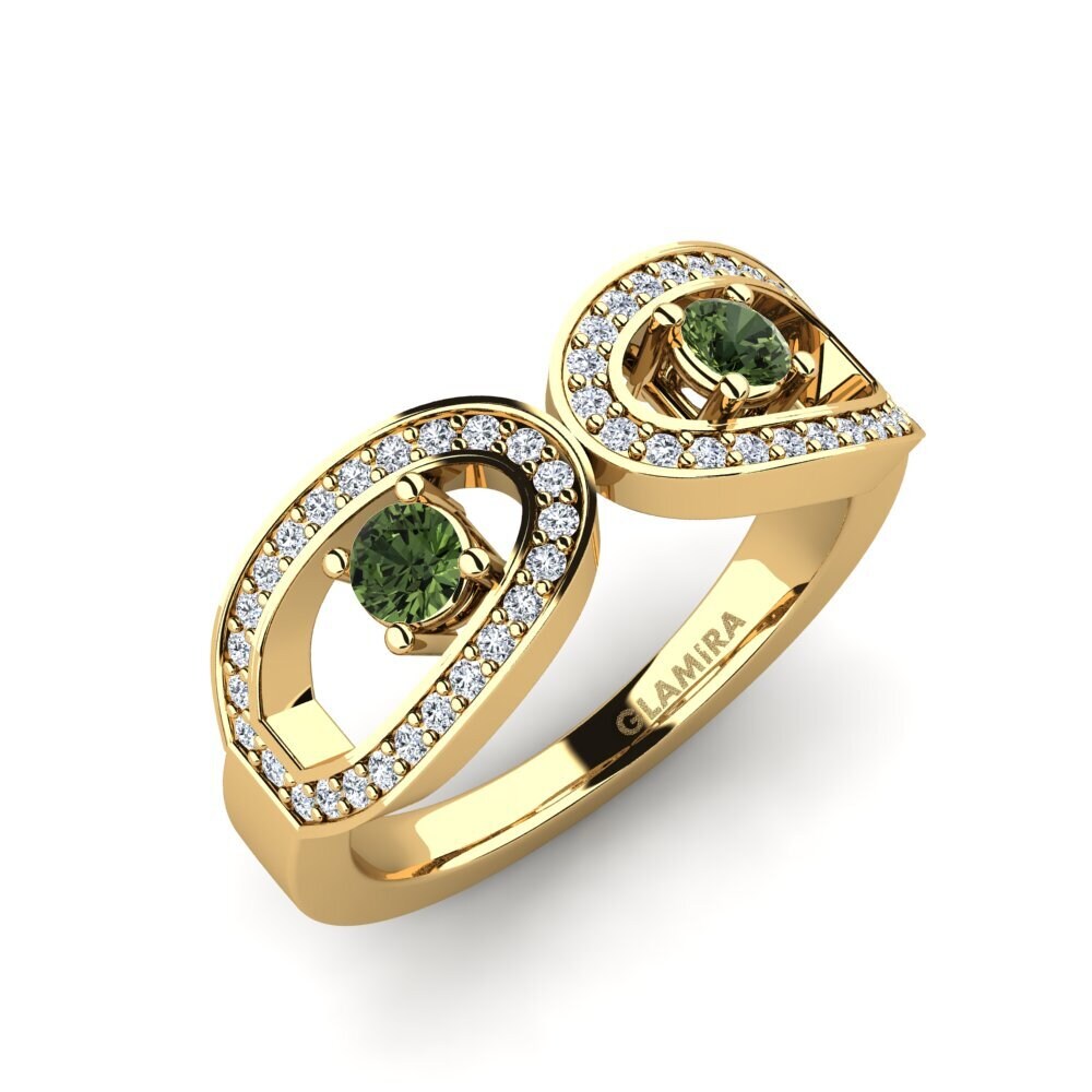 18k Oro Amarillo Zafiro Verde Anillo Sherdin