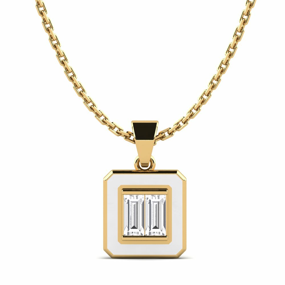 Vàng 9K Đá Sapphire Trắng Mặt dây chuyền nữ Shere
