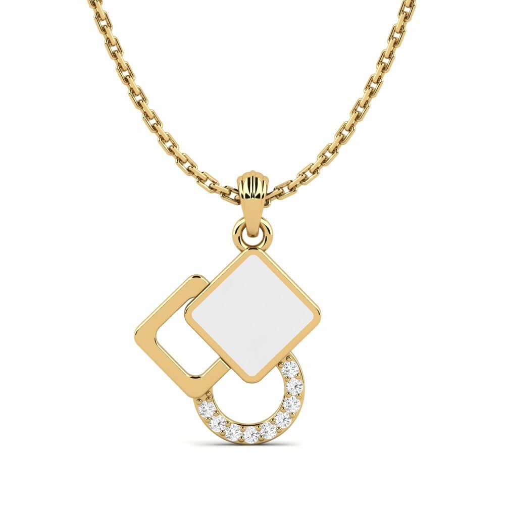Vàng 9K Đá Sapphire Trắng Mặt dây chuyền nữ Sherin