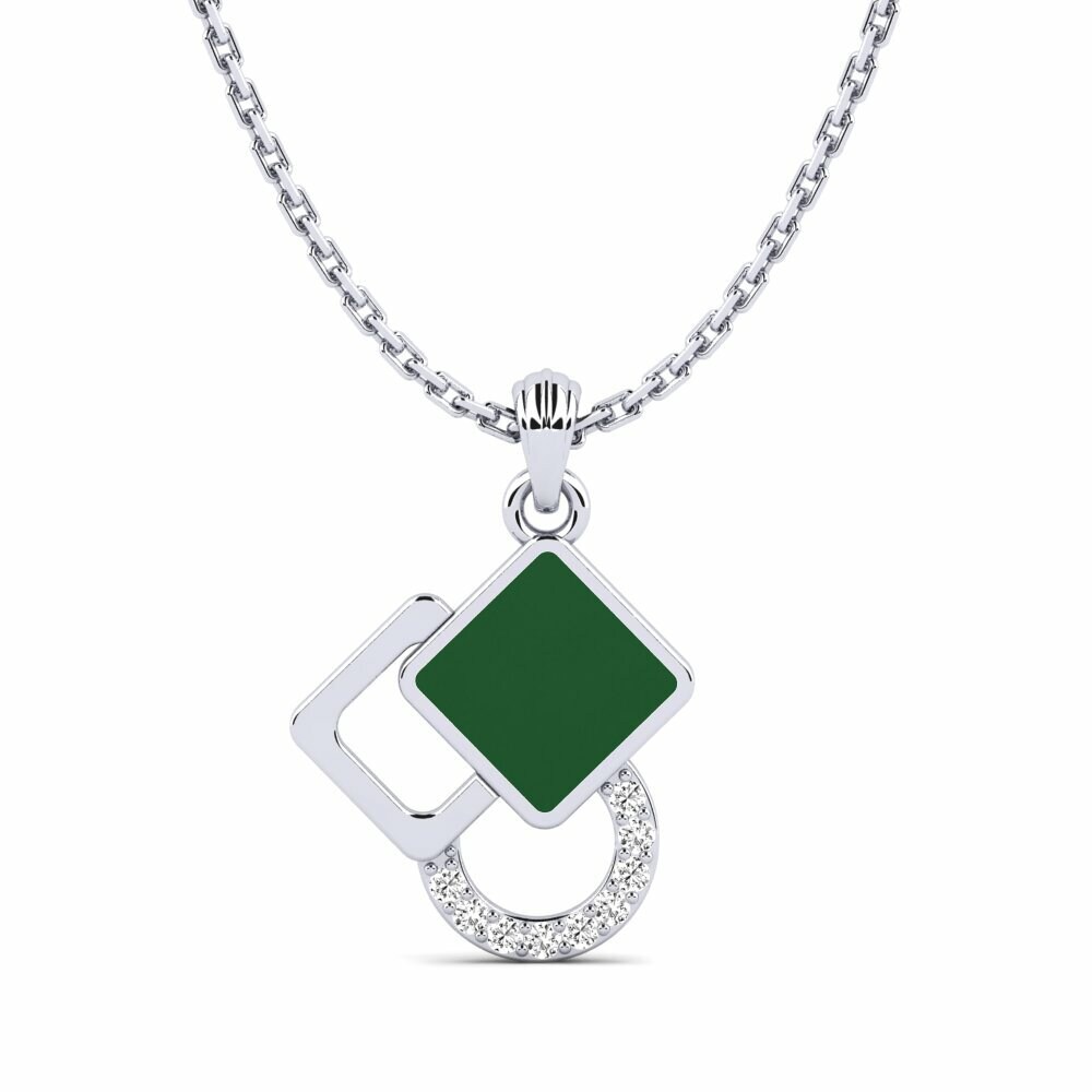 Vàng Trắng 14K Tròn Đá Moissanite Mặt dây chuyền nữ Sherin