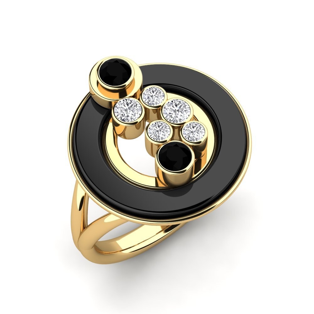 14k Yellow Gold Black Diamond Ring Sherlyn