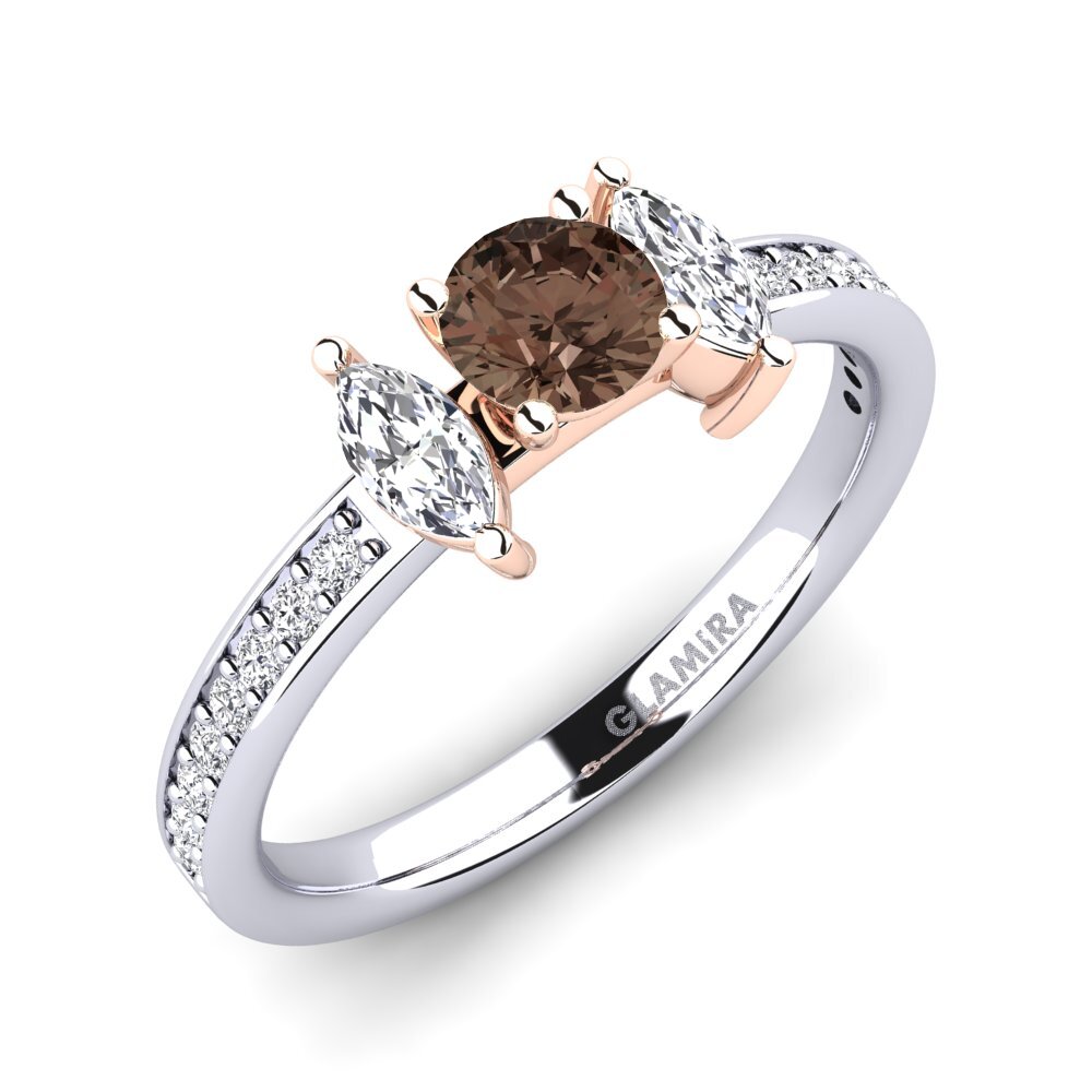 9ct White & Rose Gold Smoky Quartz Engagement Ring Sherona