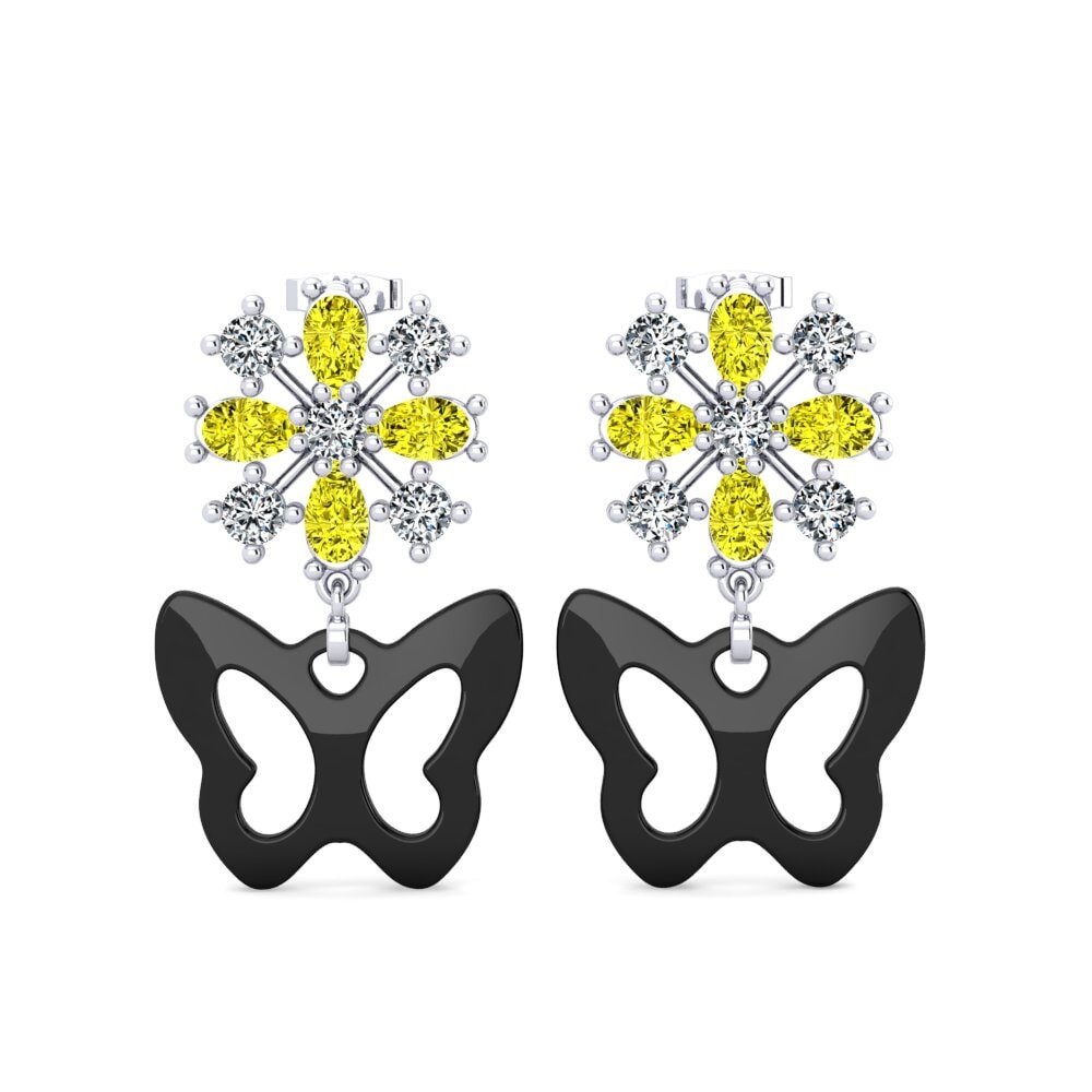 14ct White Gold Yellow Diamond Women's Earring Sheybe