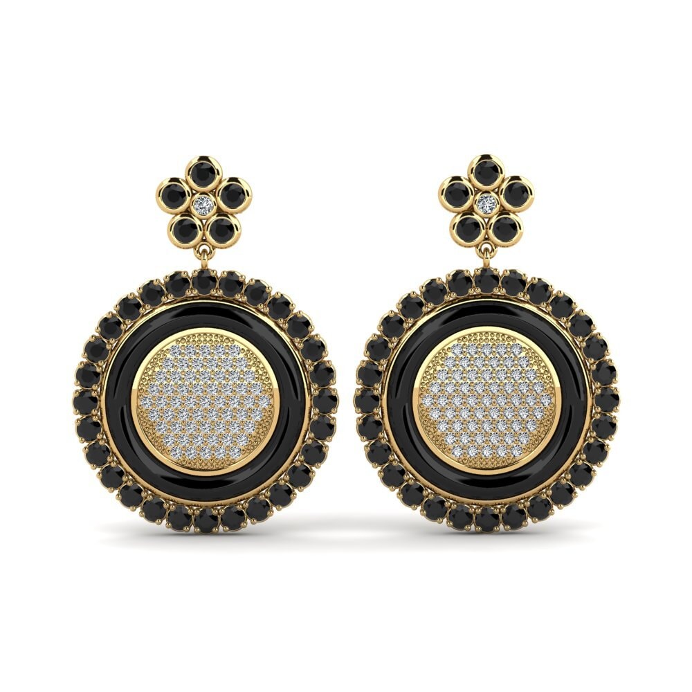 9ct Yellow Gold Black Onyx Women's Earring Shibata
