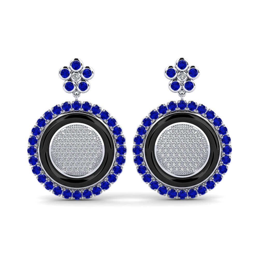 White Silver Sapphire Women's Earring Shibata