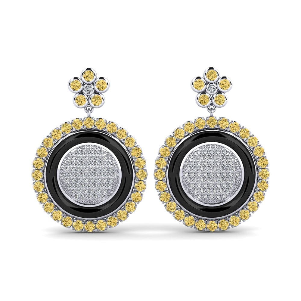 14ct White Gold Yellow Diamond Women's Earring Shibata