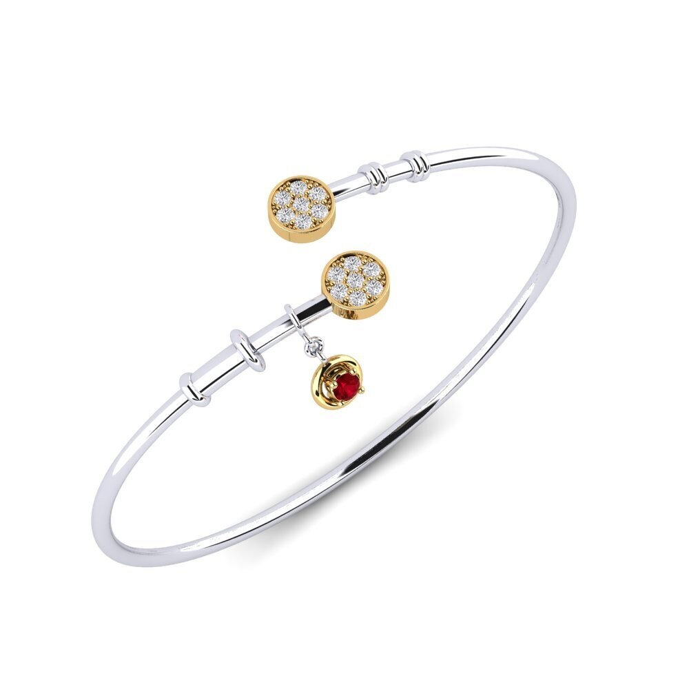 9ct White & Yellow Gold Red Zirconia Women's Bracelet Shimla