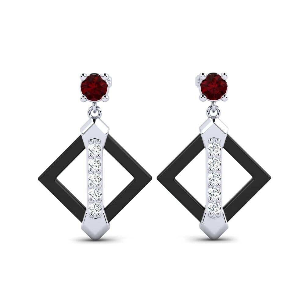 18ct White Gold Garnet Women's Earring Shireman
