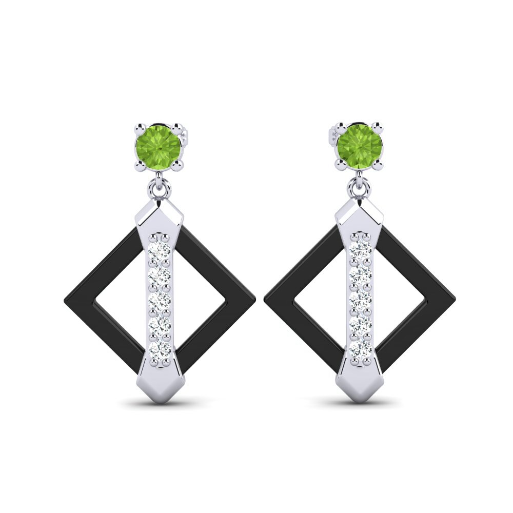 18ct White Gold Peridot Women's Earring Shireman