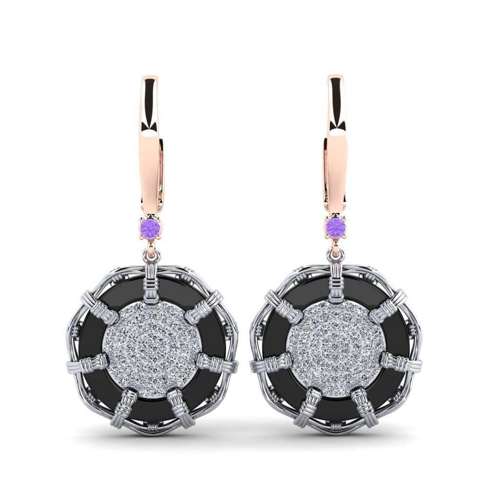 9ct Rose & White Gold Amethyst Women's Earring Shirkey