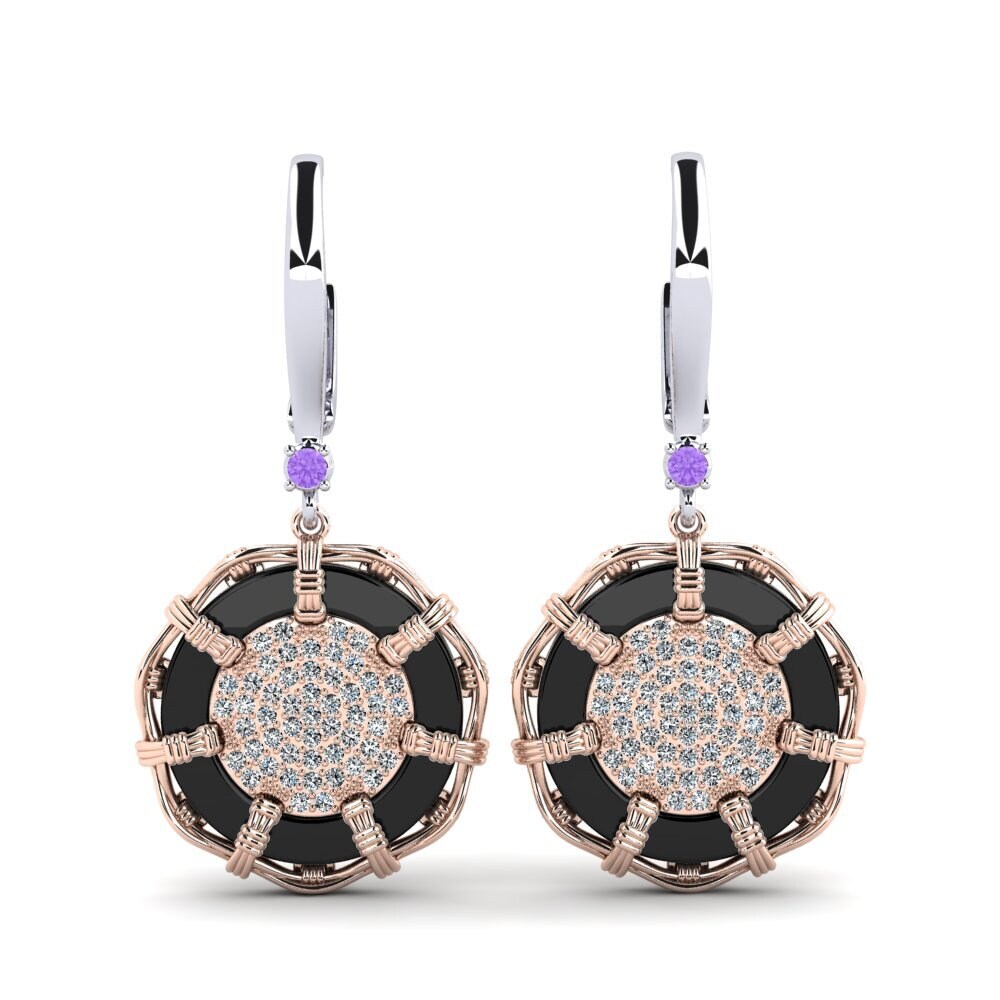 18ct White & Rose Gold Amethyst Women's Earring Shirkey