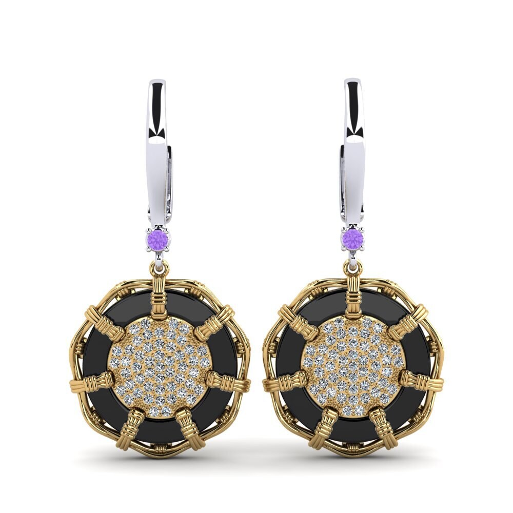 14ct White & Yellow Gold Amethyst Women's Earring Shirkey