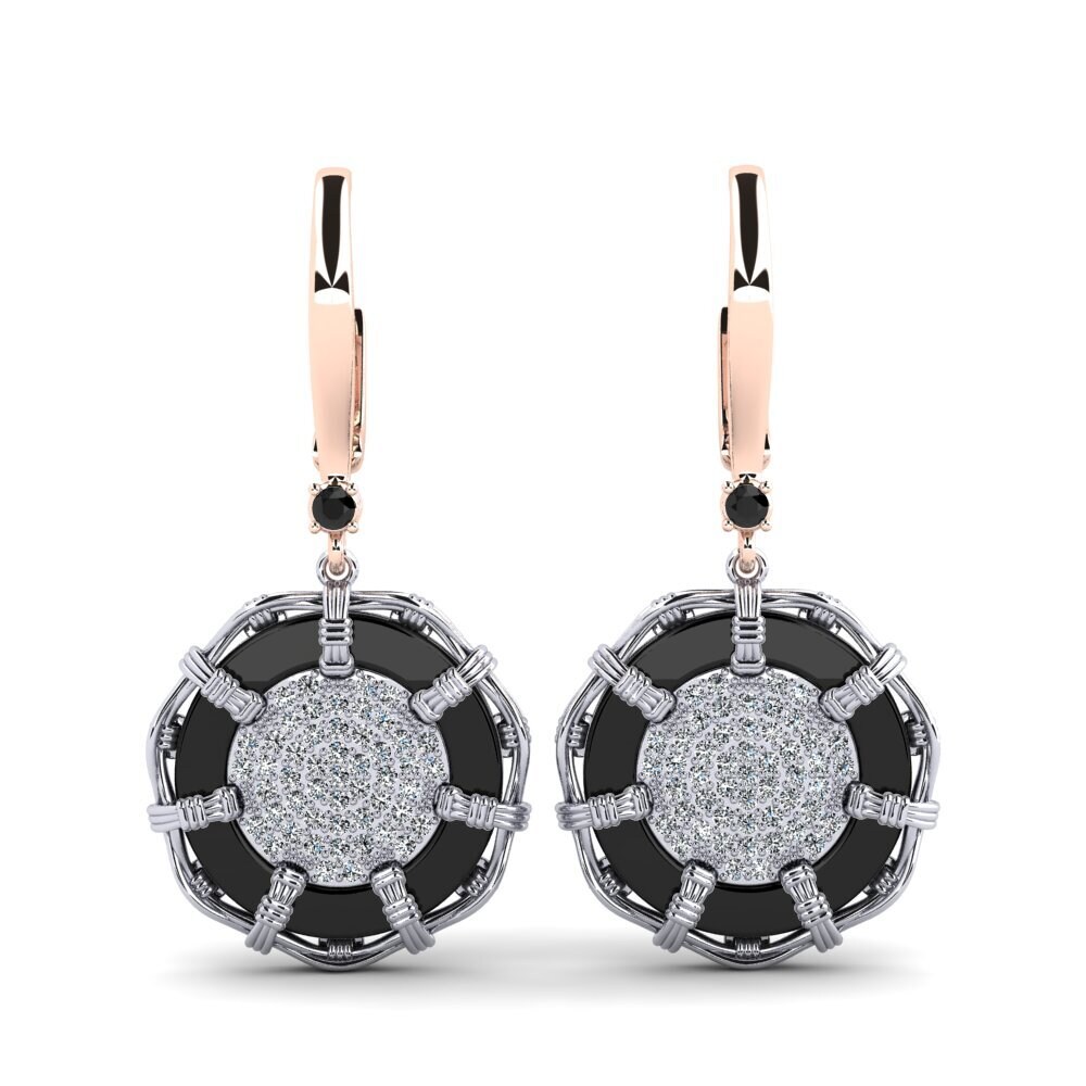 14ct Rose & White Gold Black Onyx Women's Earring Shirkey