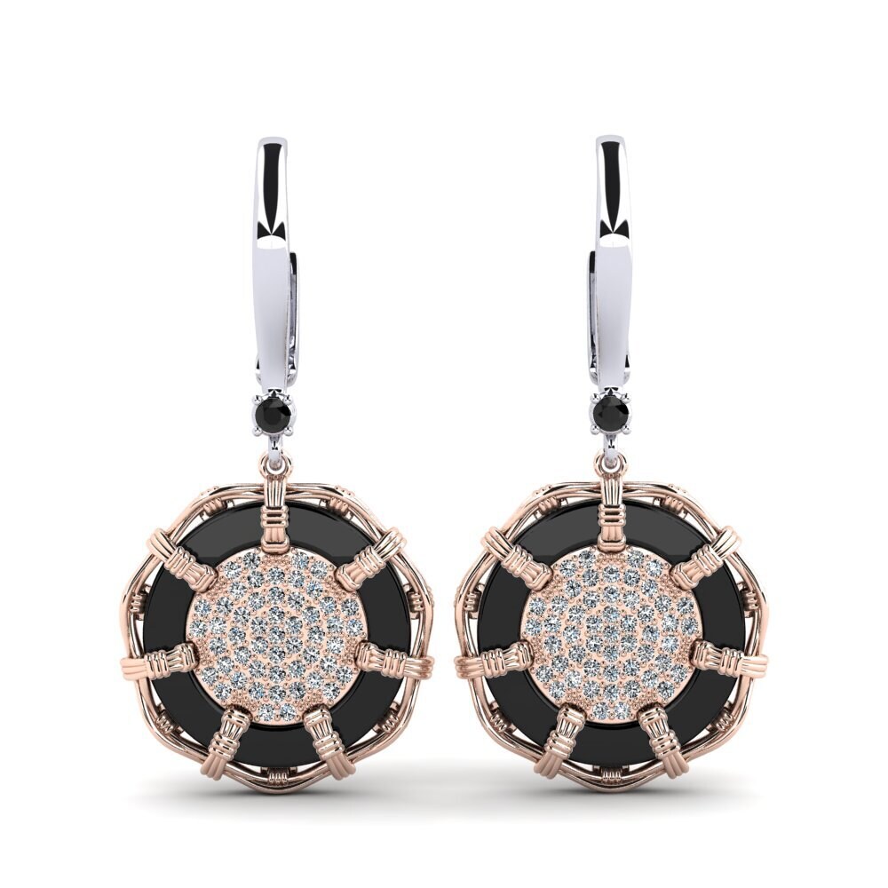 14ct White & Rose Gold Black Onyx Women's Earring Shirkey