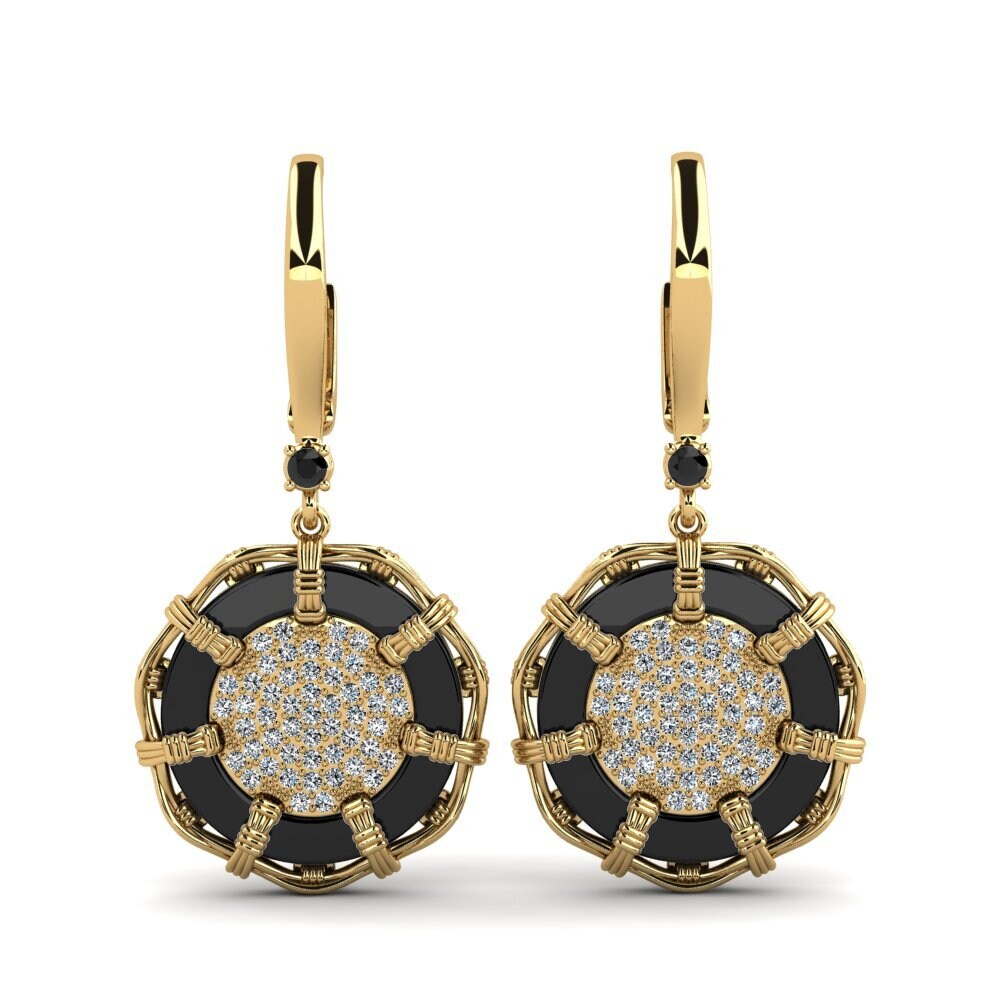9ct Yellow Gold Black Onyx Women's Earring Shirkey