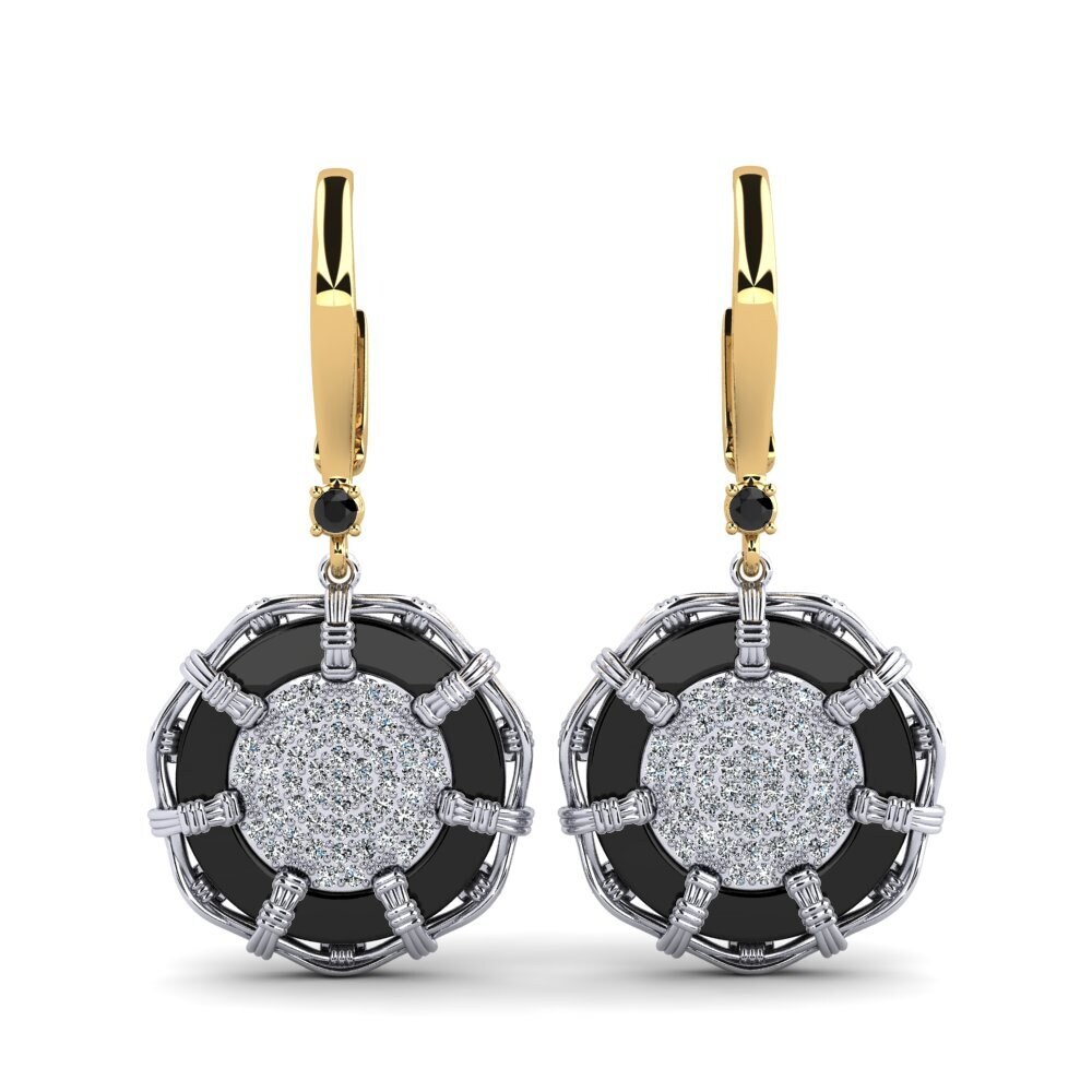 14ct Yellow & White Gold Black Onyx Women's Earring Shirkey