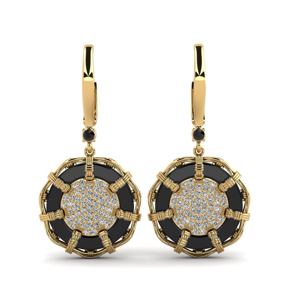 9ct Yellow Gold Black Sapphire Women's Earring Shirkey