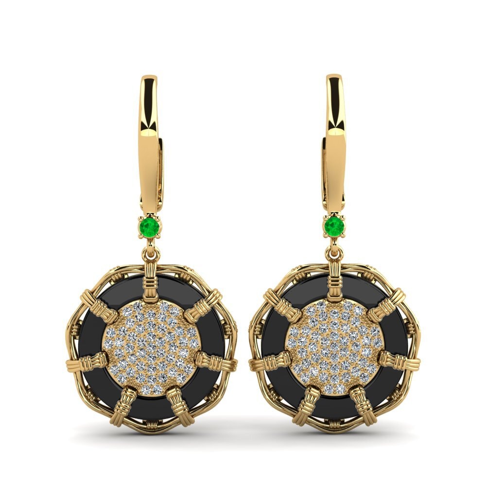 9ct Yellow Gold Emerald Women's Earring Shirkey