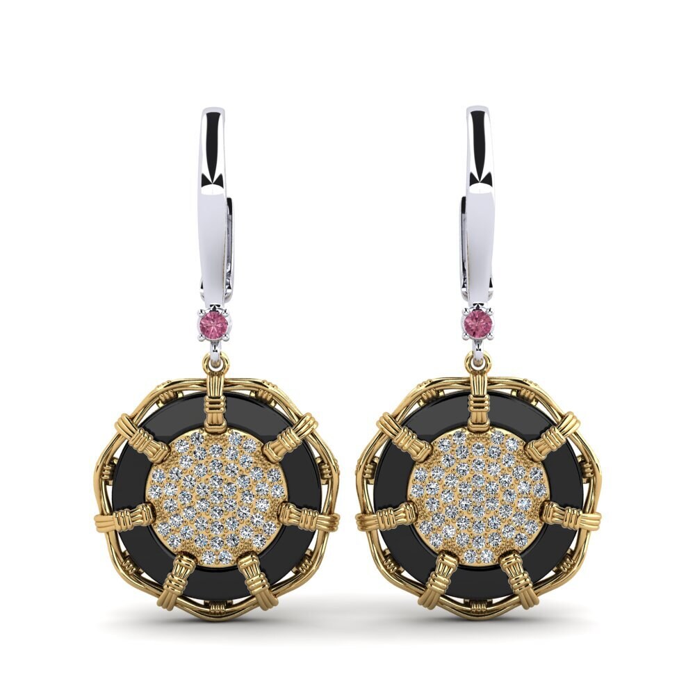 14ct White & Yellow Gold Rhodolite Garnet Women's Earring Shirkey