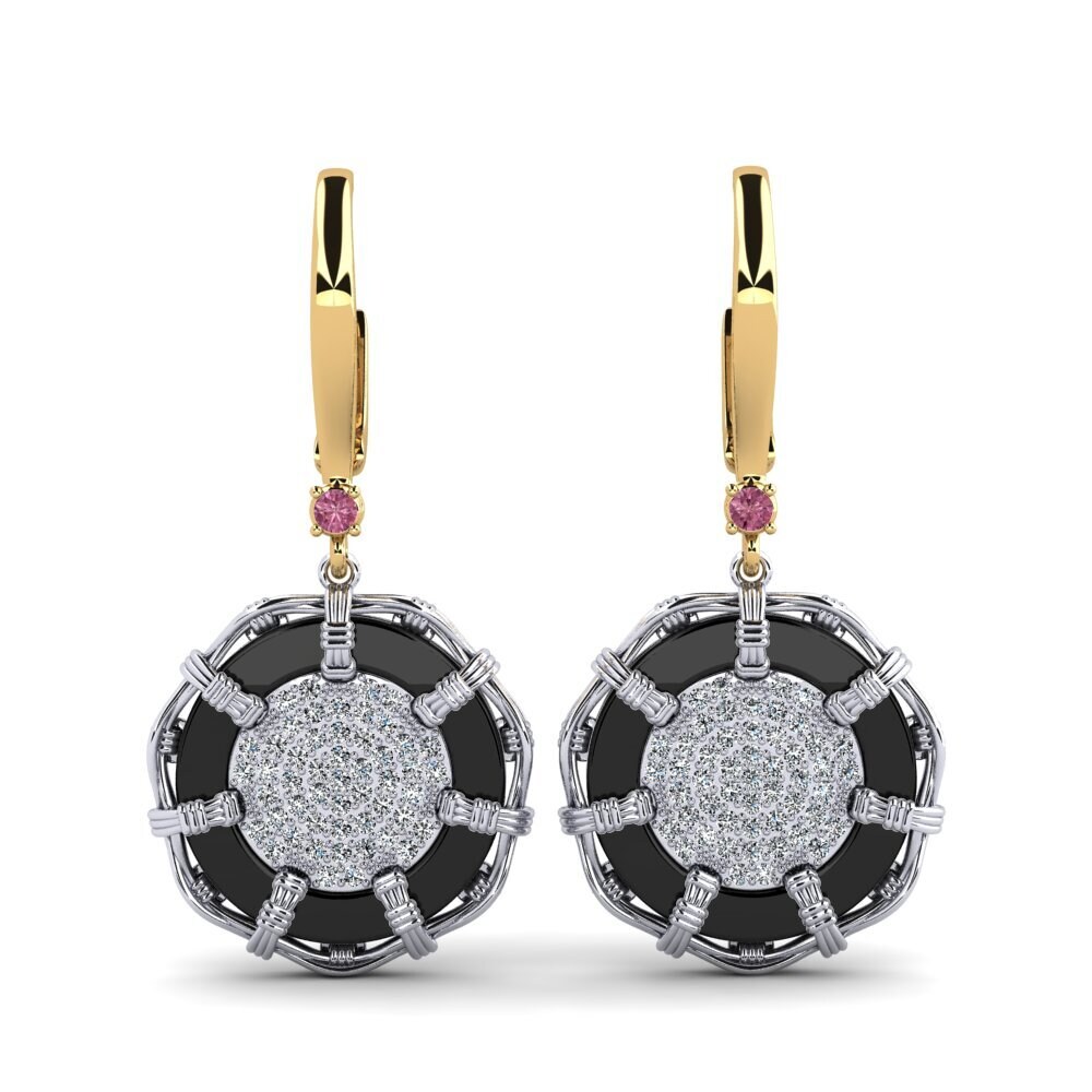 18ct Yellow & White Gold Rhodolite Garnet Women's Earring Shirkey