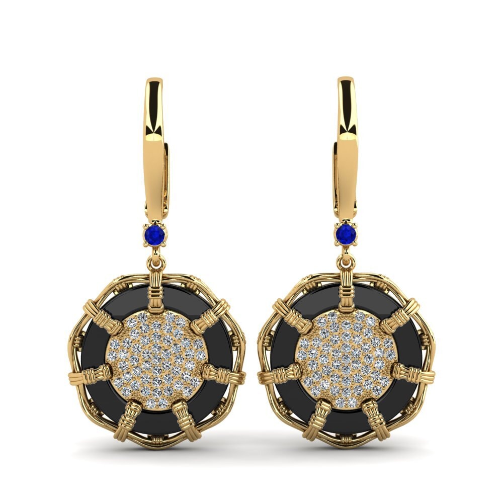 9ct Yellow Gold Sapphire Women's Earring Shirkey