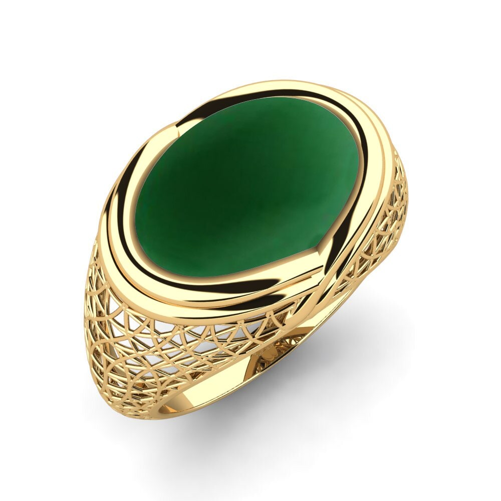 Or Jaune 18k Émeraude Cabochon Bague Shirly