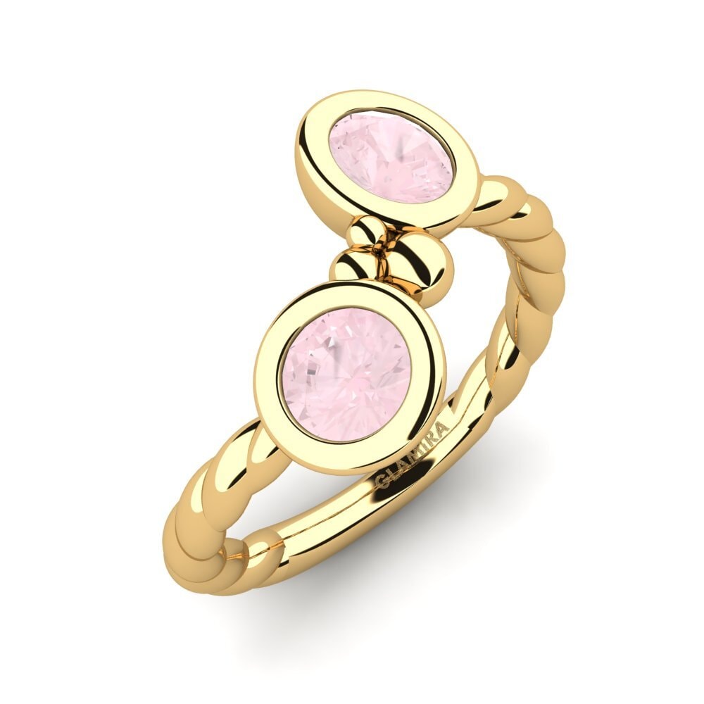 Or Jaune 18k Quartz Rose Bague Shizelle