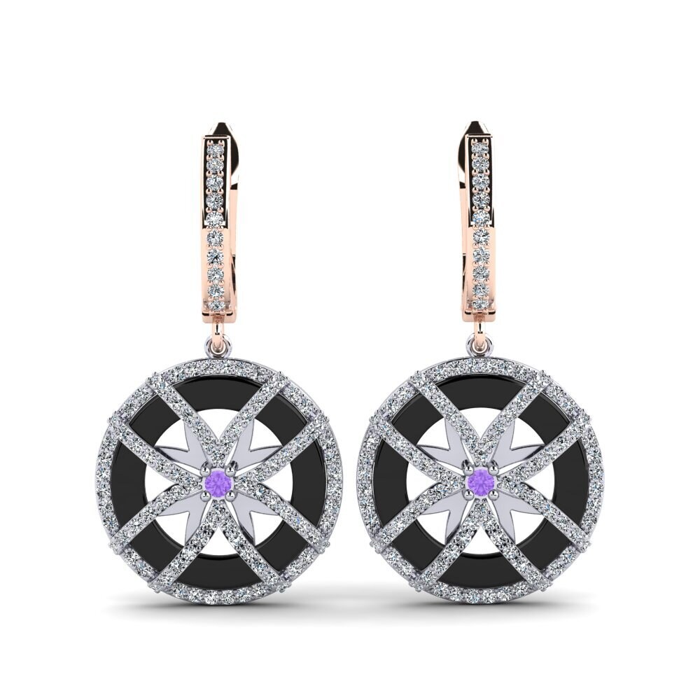 9ct Rose & White Gold Amethyst Women's Earring Shoemaker