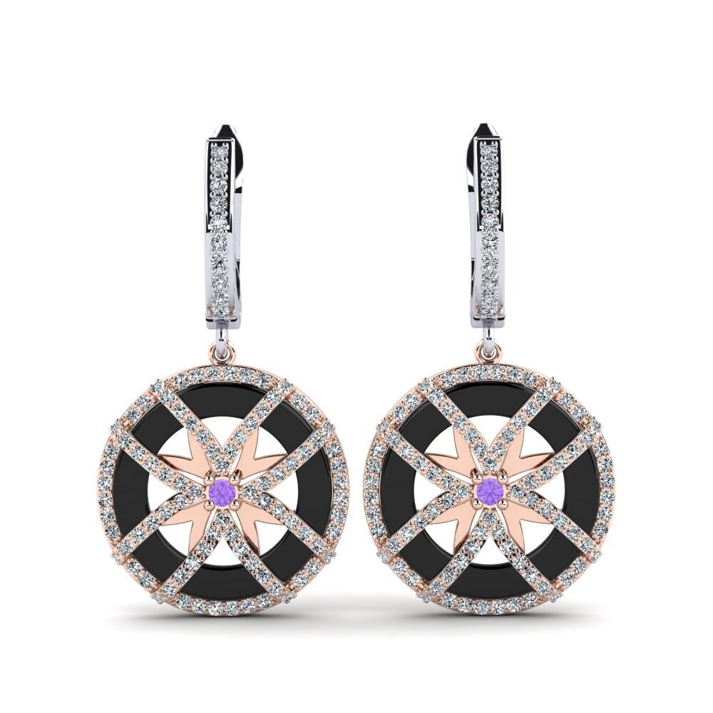 18ct White & Rose Gold Amethyst Women's Earring Shoemaker