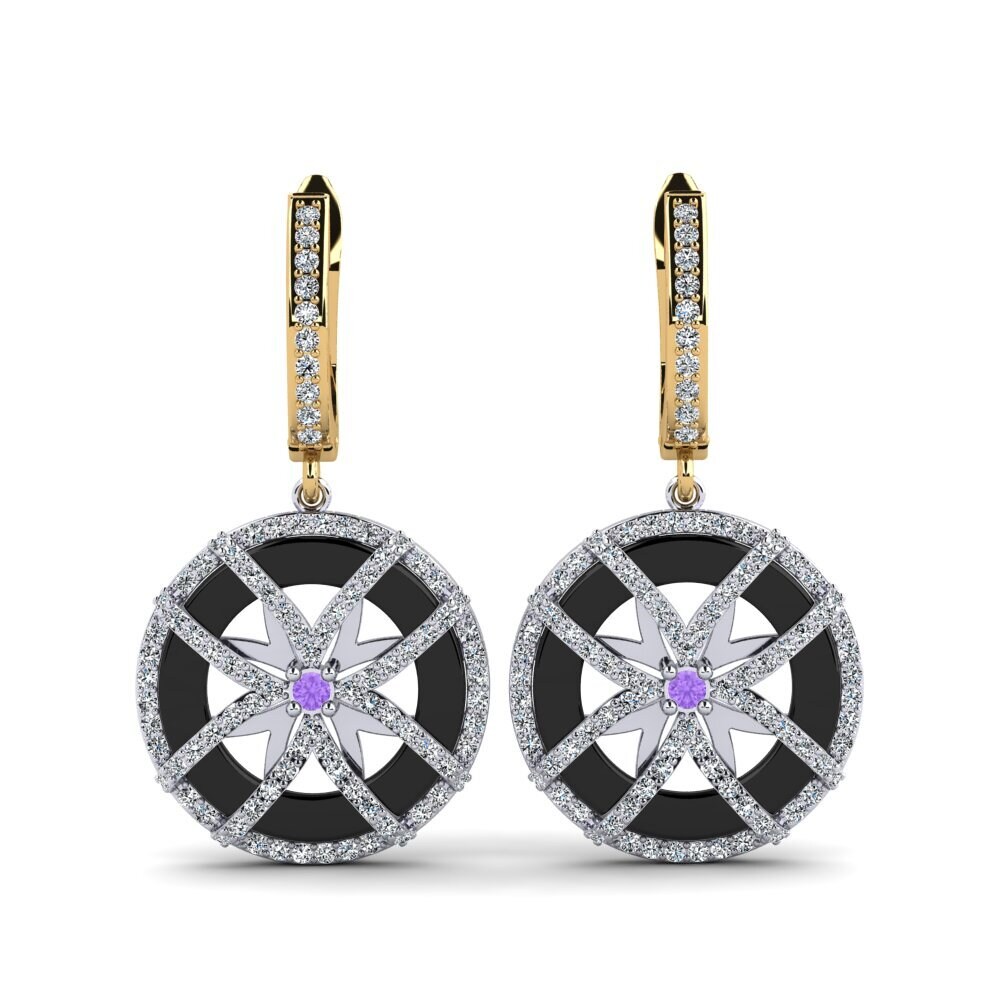 9ct Yellow & White Gold Amethyst Women's Earring Shoemaker