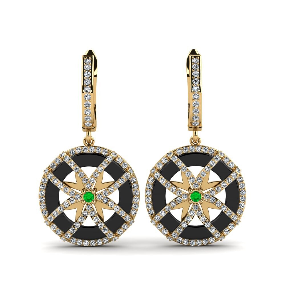9ct Yellow Gold Emerald Women's Earring Shoemaker