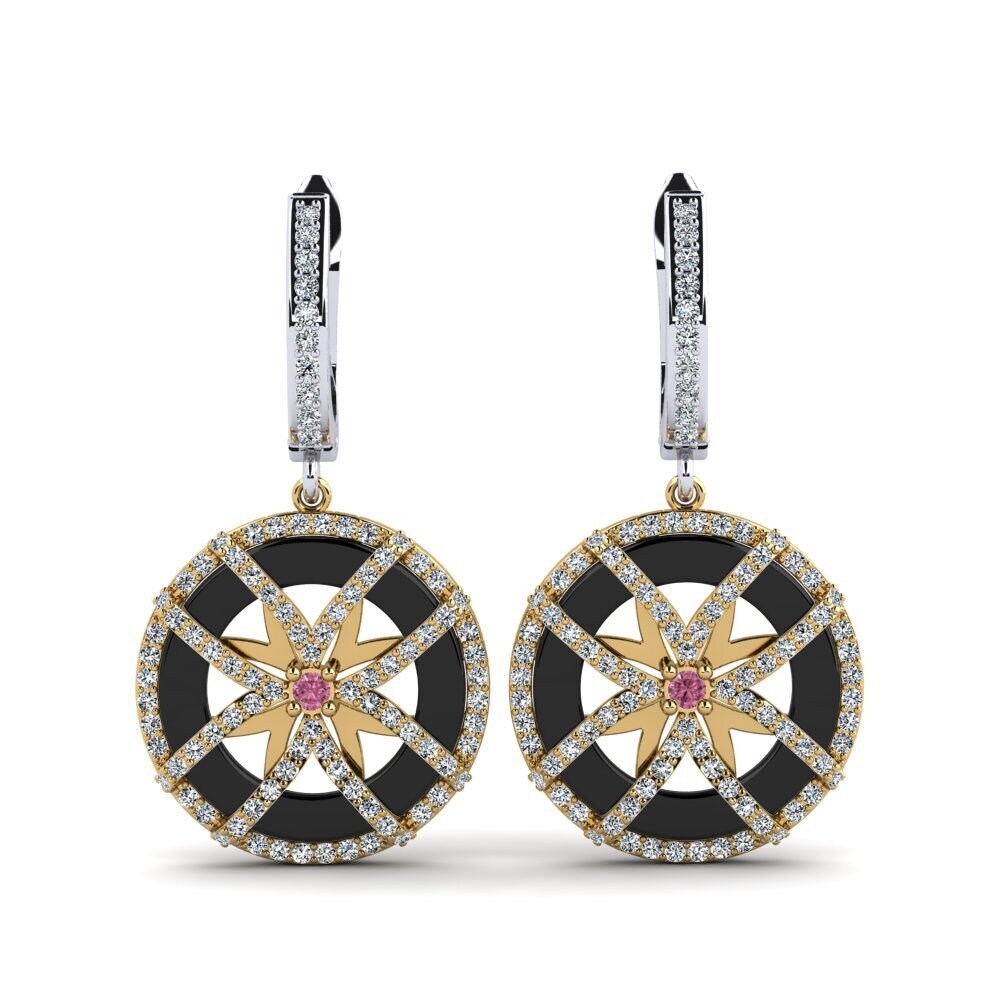 14ct White & Yellow Gold Rhodolite Garnet Women's Earring Shoemaker