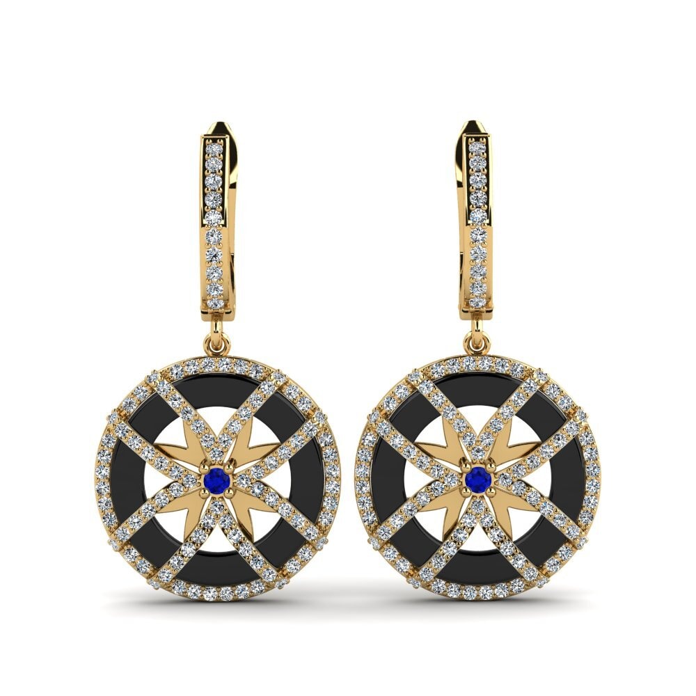 9ct Yellow Gold Sapphire Women's Earring Shoemaker