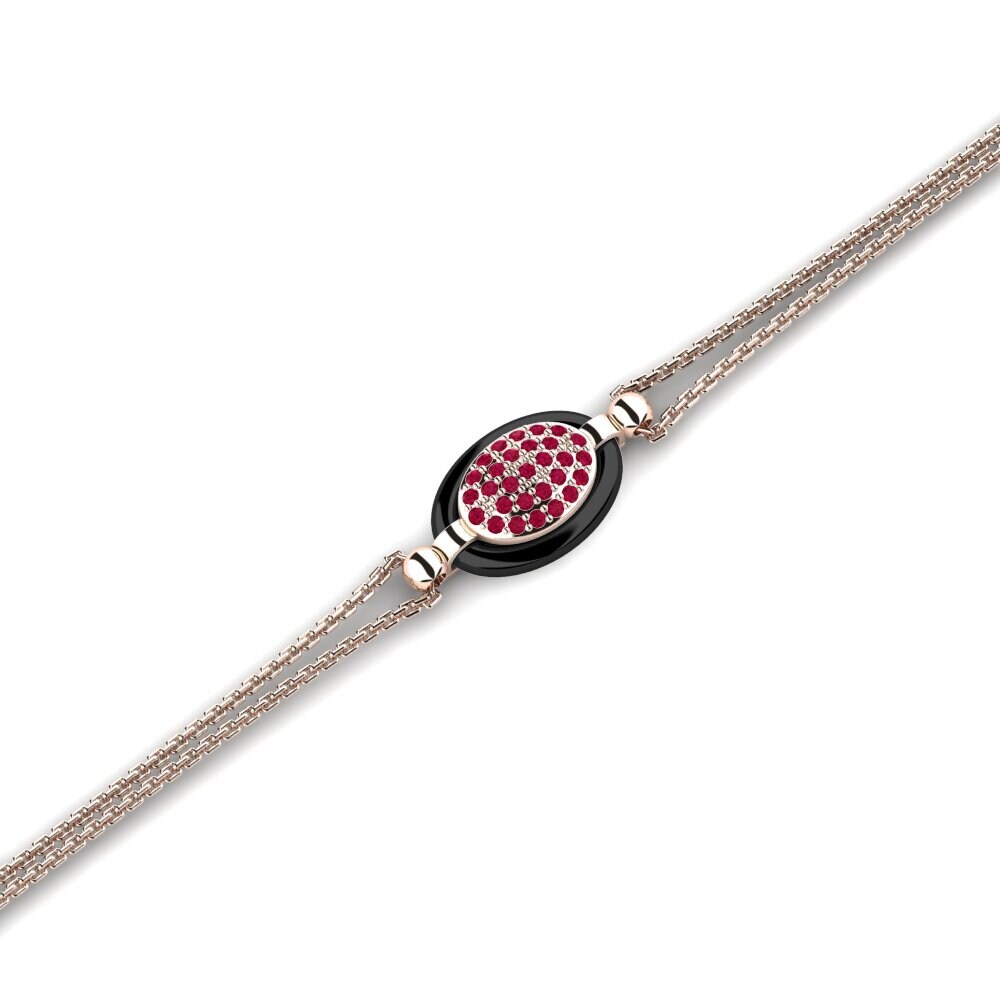 18k Oro Rosa Rubí Pulsera de Mujer Shomo