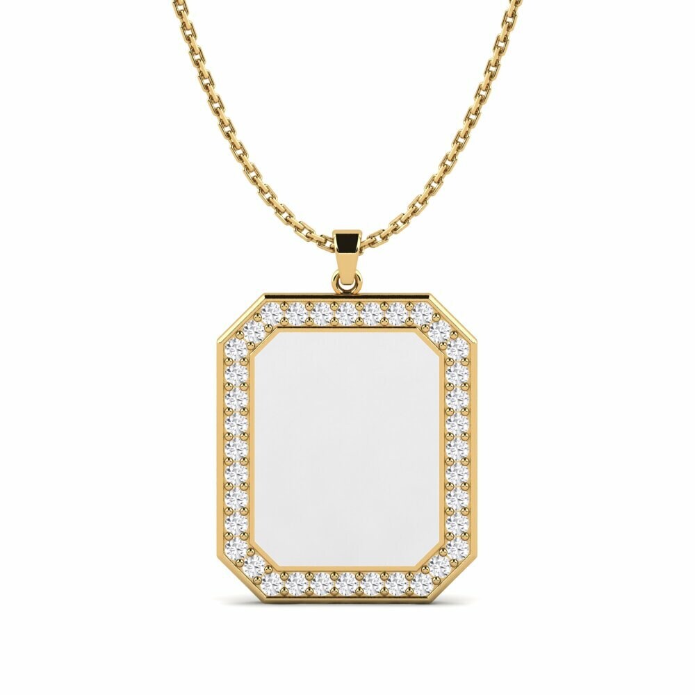 Vàng 9K Đá Sapphire Trắng Mặt dây chuyền nữ Shor Women