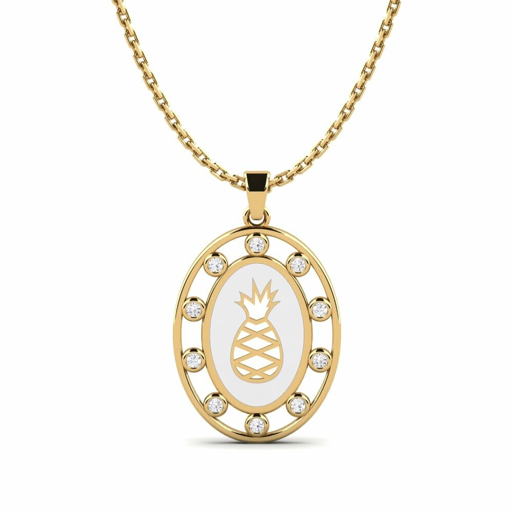 Vàng 9K Đá Sapphire Trắng Mặt dây chuyền nữ Shrike
