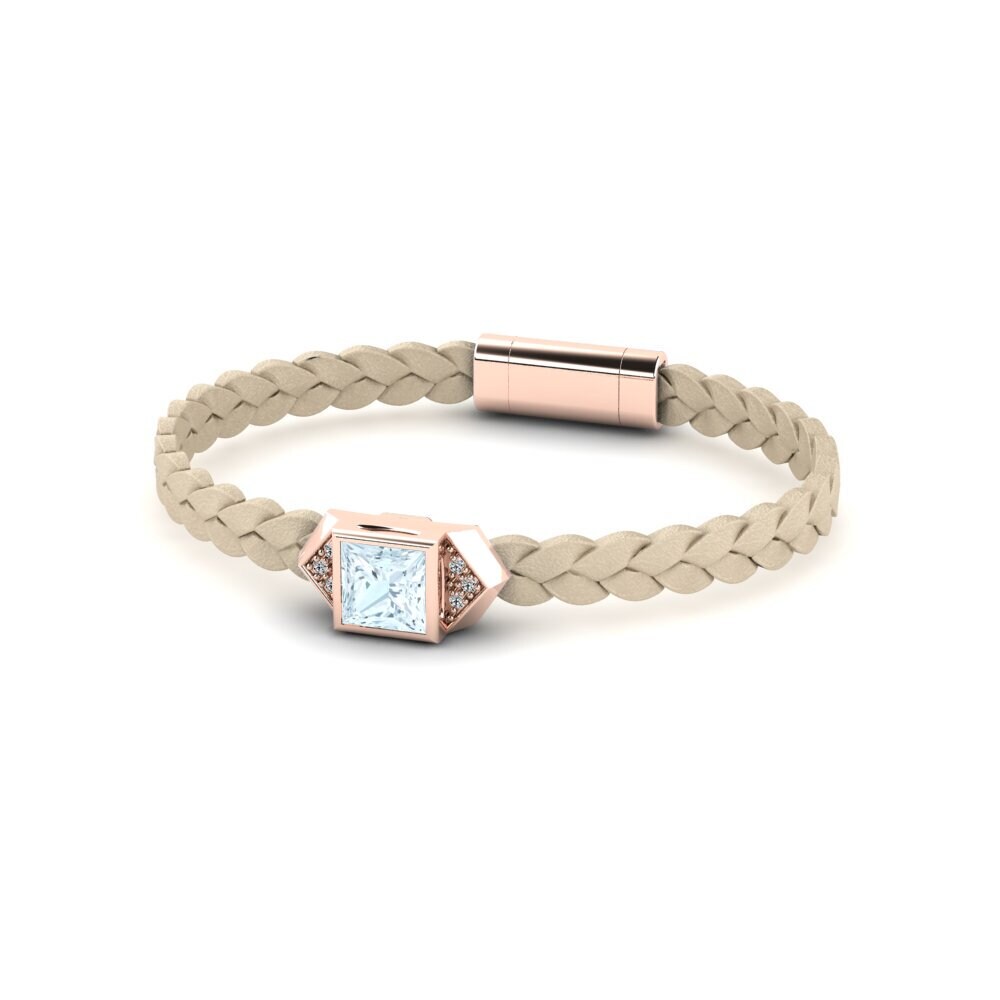 18ct Rose Gold Aquamarine Men's Bracelet Shuckle