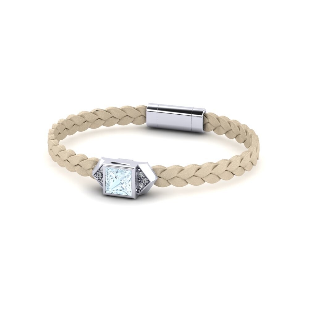 950 Platinum Aquamarine Men's Bracelet Shuckle