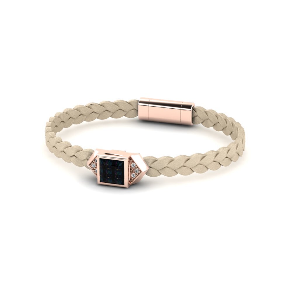 18ct Rose Gold Black Opal Men's Bracelet Shuckle