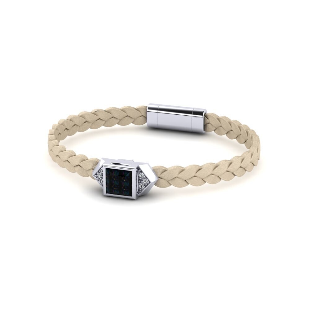950 Platinum Black Opal Men's Bracelet Shuckle