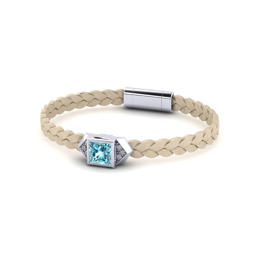 950 Platinum Blue Zircon Men's Bracelet Shuckle