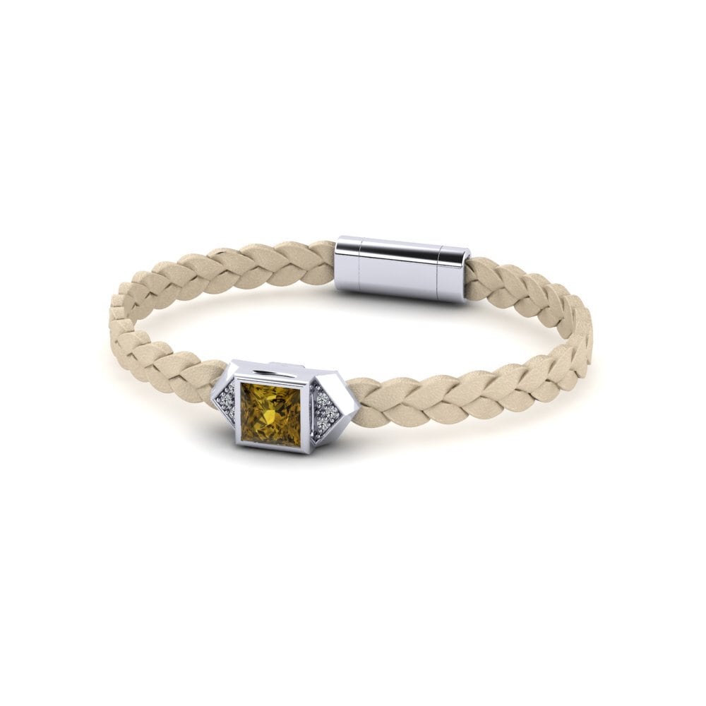 950 Platinum Brown Zircon Men's Bracelet Shuckle