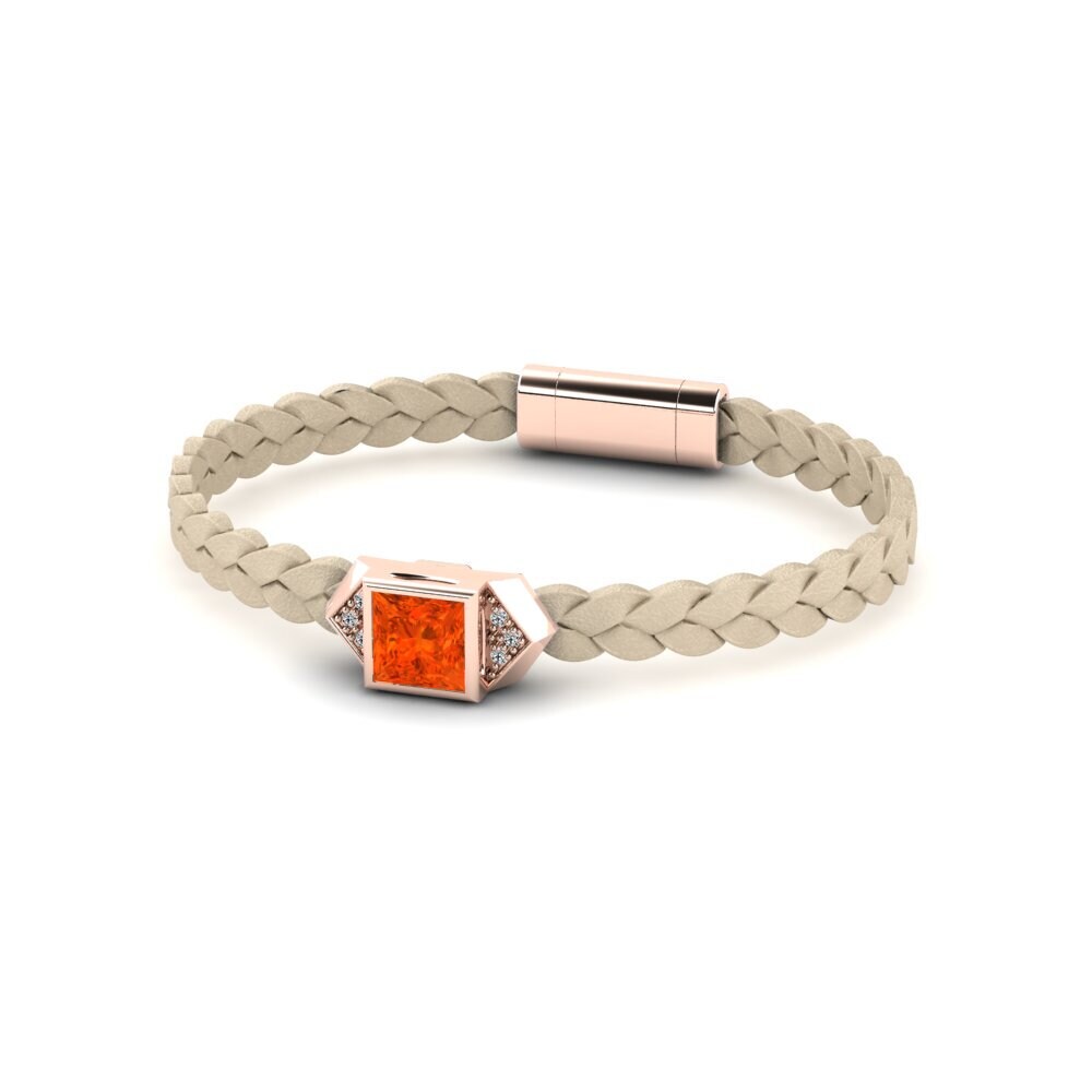 18ct Rose Gold Fire Opal Men's Bracelet Shuckle
