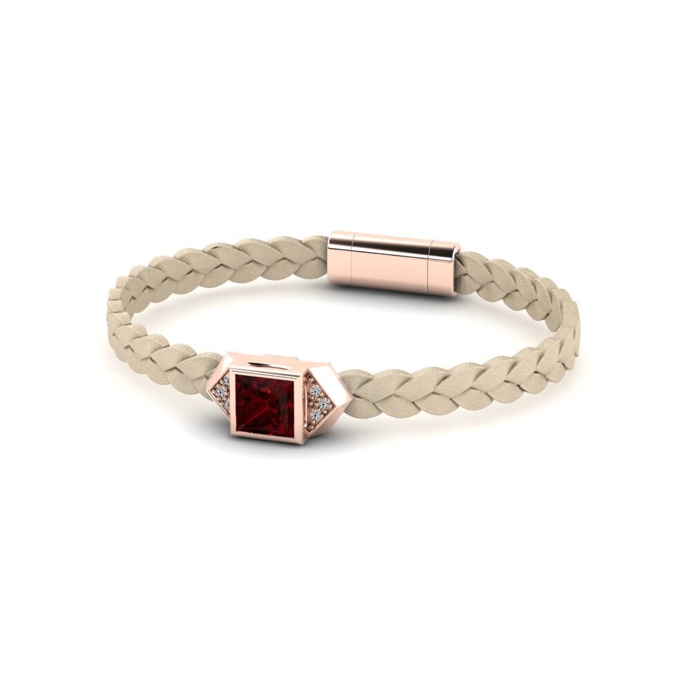 14ct Rose Gold Garnet Men's Bracelet Shuckle