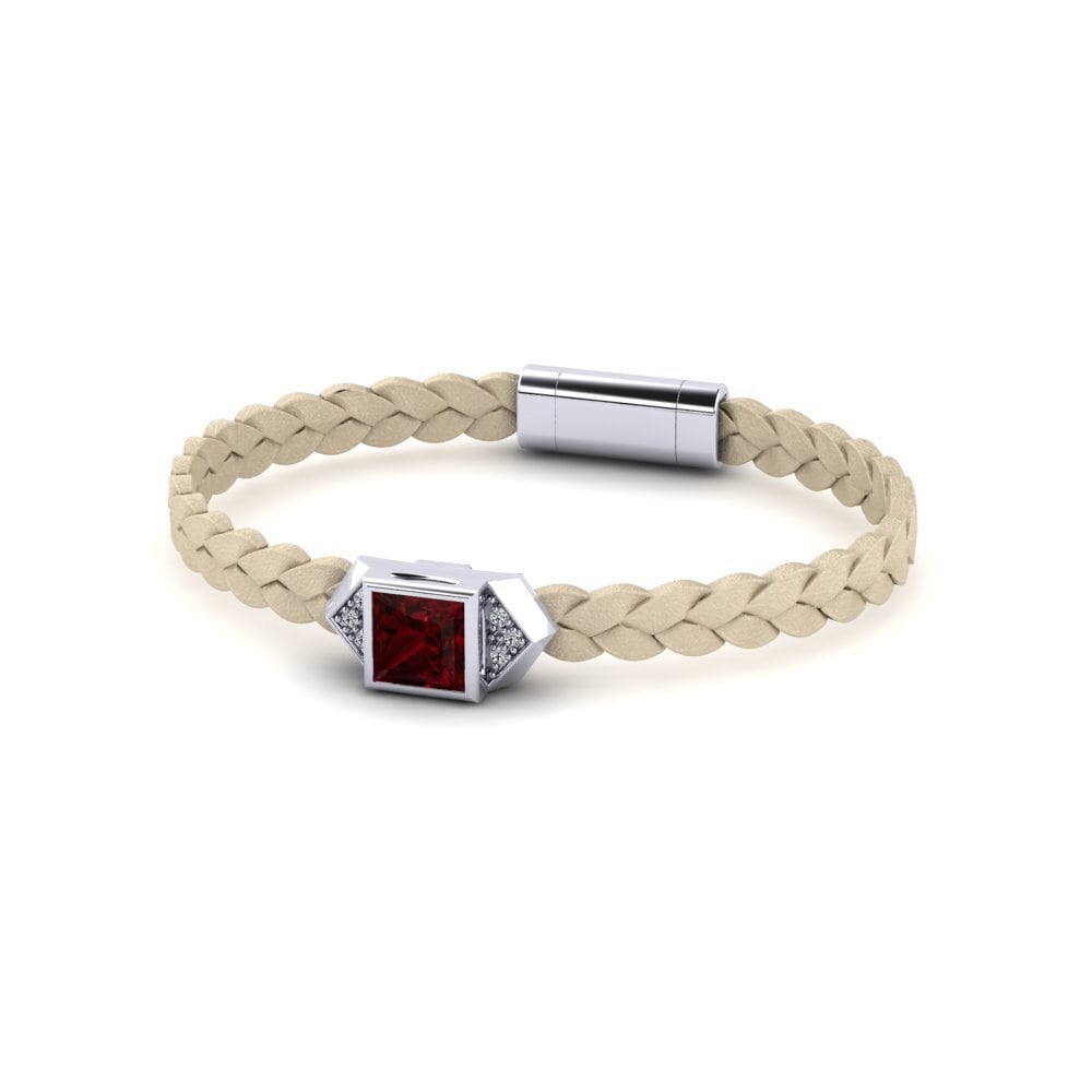950 Platinum Garnet Men's Bracelet Shuckle