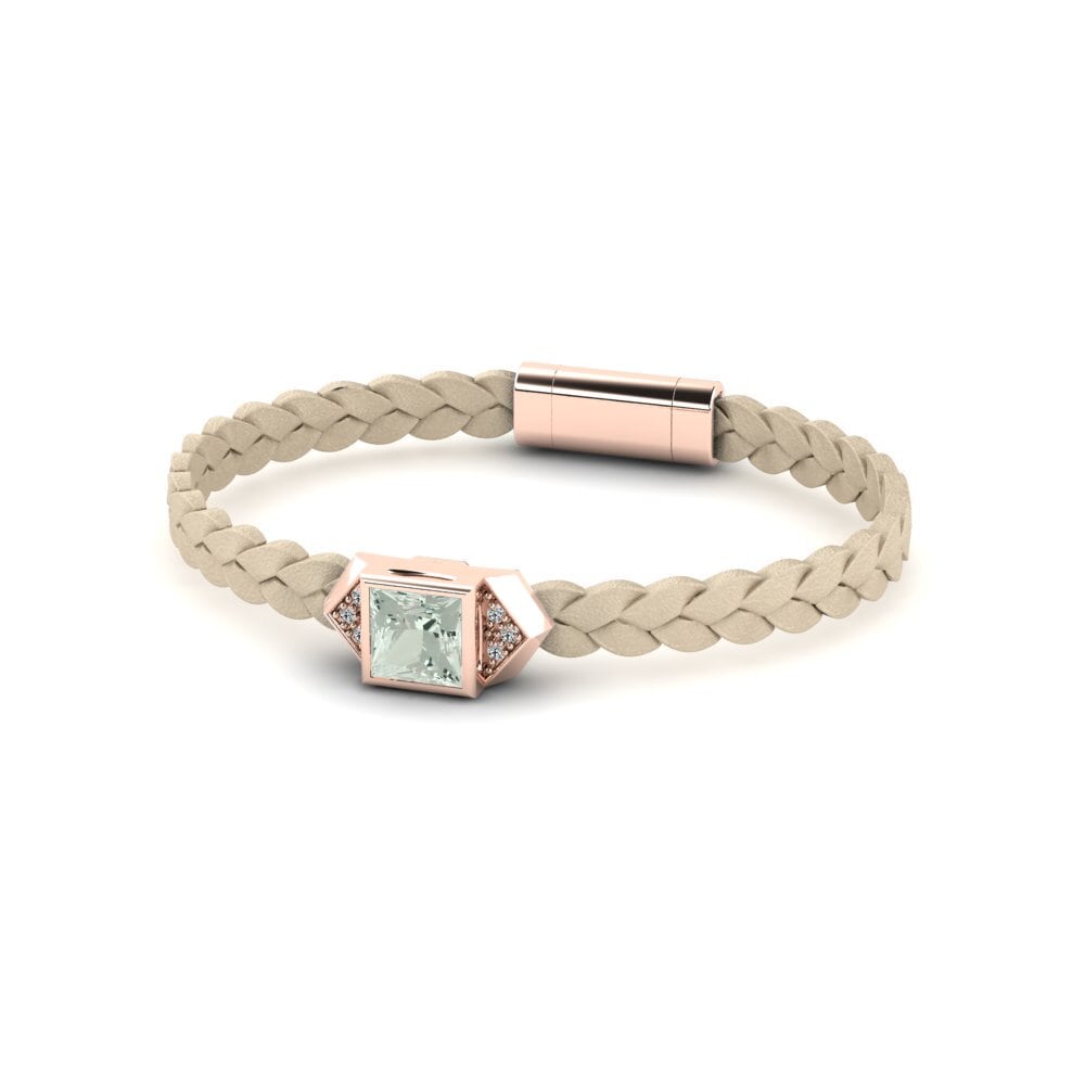 18ct Rose Gold Green Amethyst Men's Bracelet Shuckle