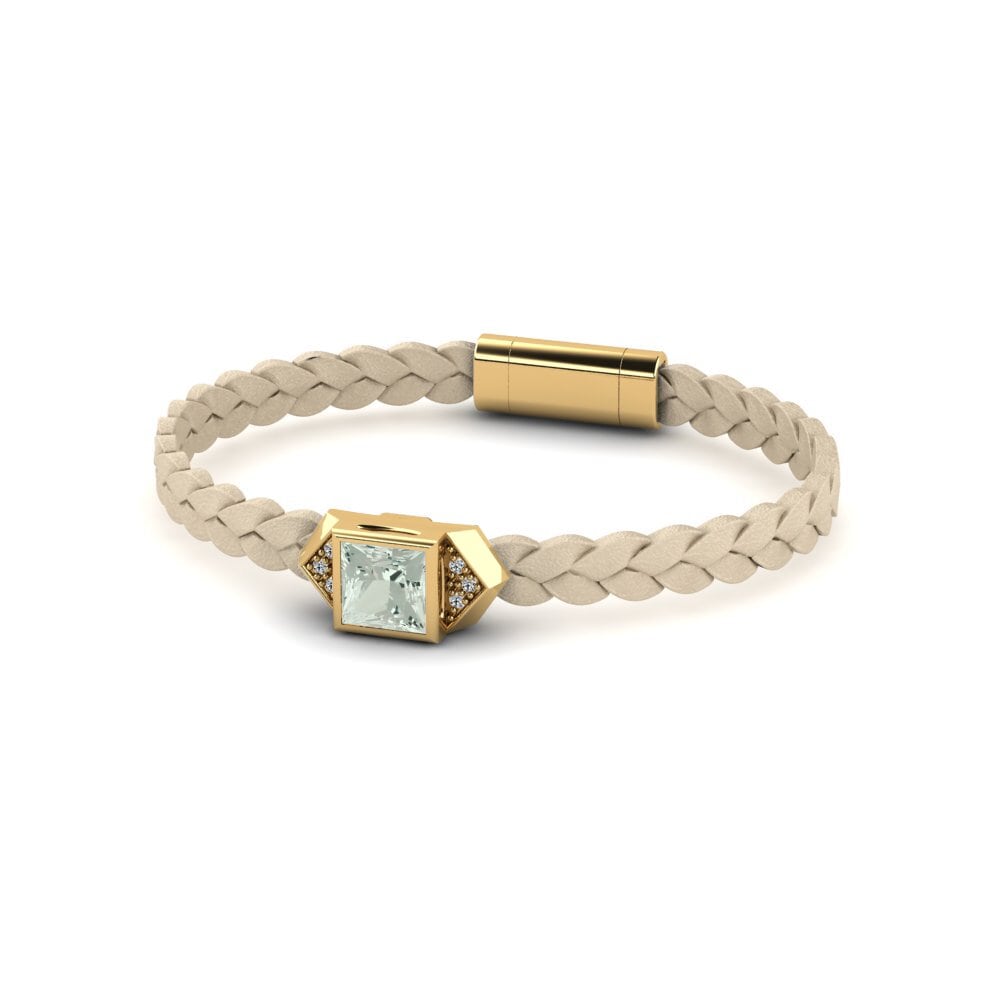 18ct Yellow Gold Green Amethyst Men's Bracelet Shuckle
